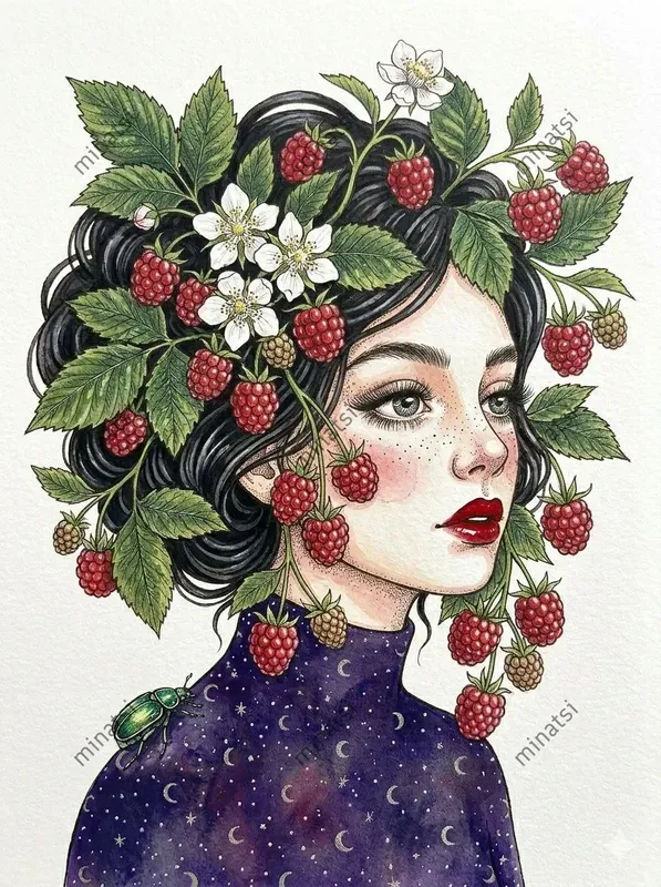 Botanical Watercolor Portrait Art
