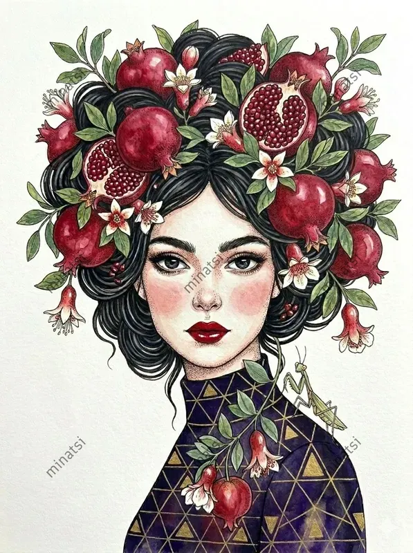 Botanical Watercolor Portrait Art