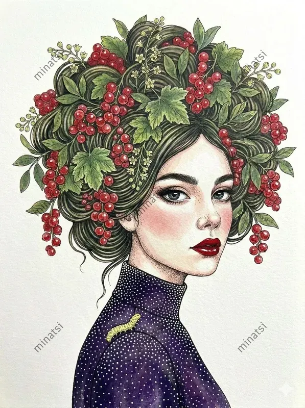 Botanical Watercolor Portrait Art