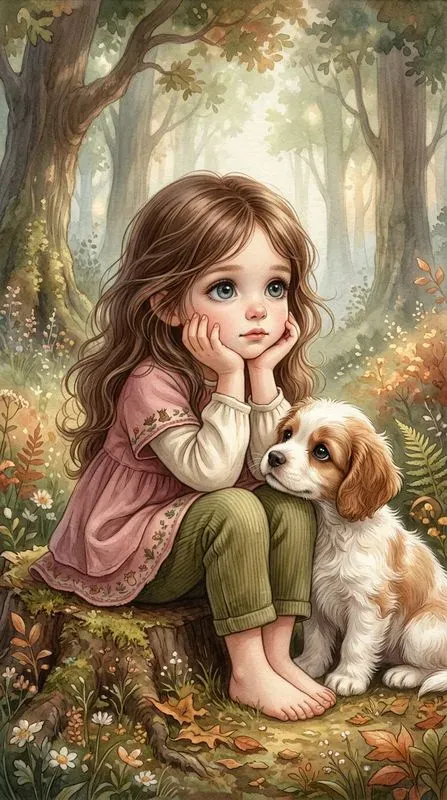 Whimsical Storybook Child Pets