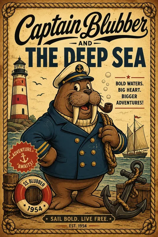 Vintage Nautical Cartoon Poster Art