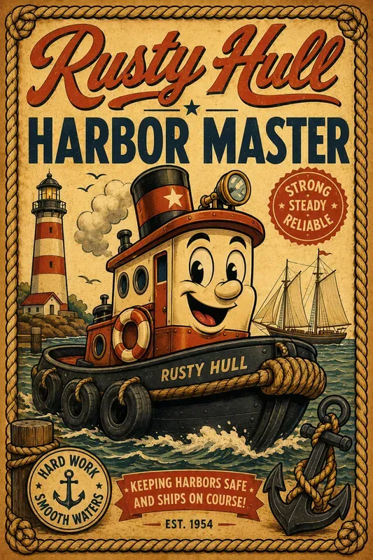 Vintage Nautical Cartoon Poster Art