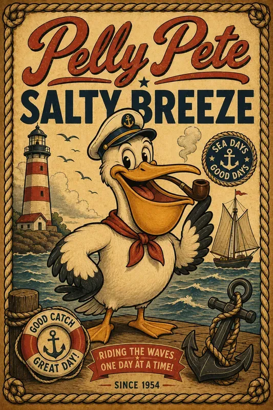 Vintage Nautical Cartoon Poster Art