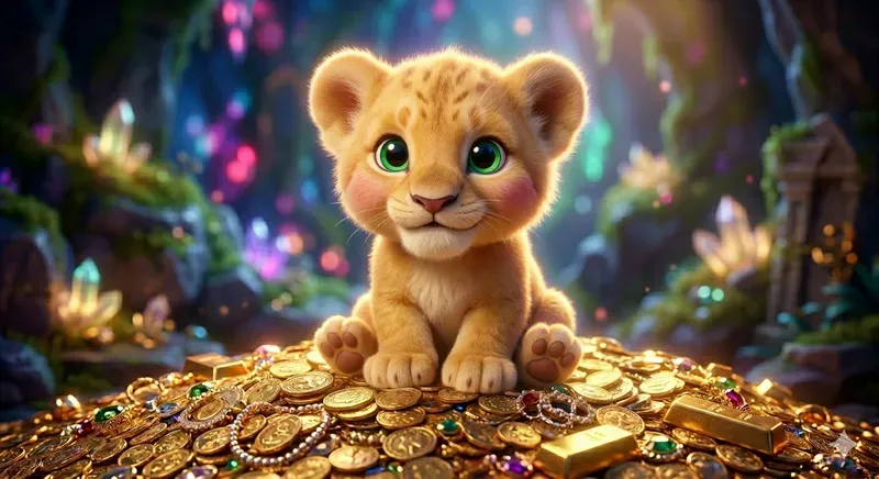 Cute 3D Pixar Animals On Gold Coins