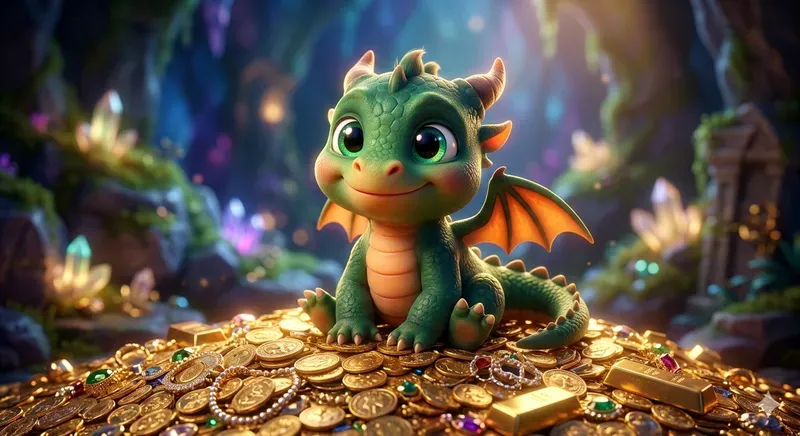 Cute 3D Pixar Animals On Gold Coins