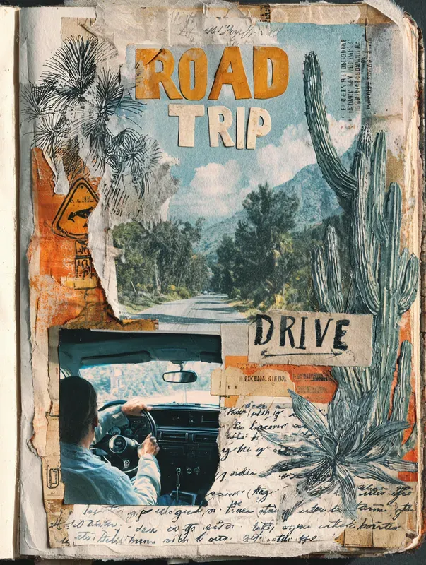Vintage Travel Scrapbook Art