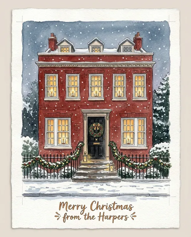 Christmas Watercolor House Portraits