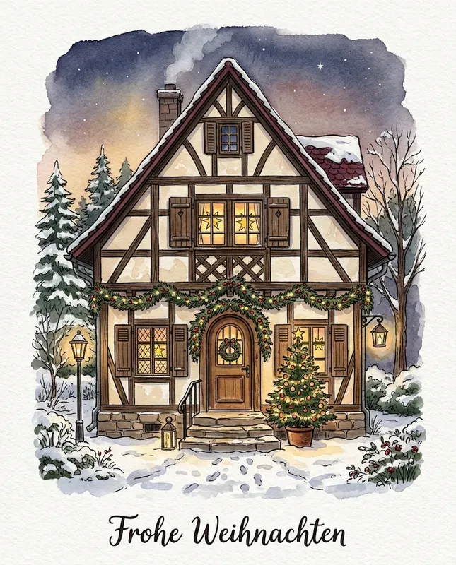 Christmas Watercolor House Portraits