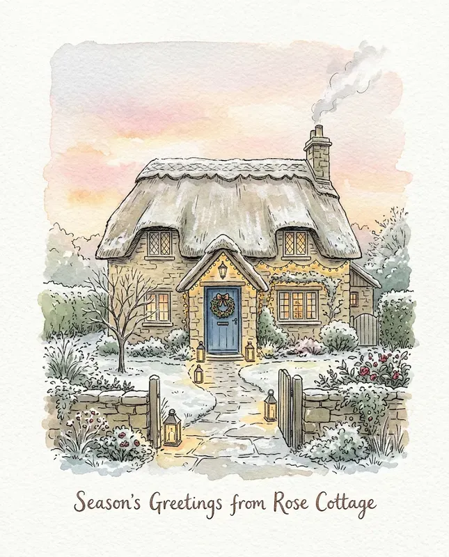 Christmas Watercolor House Portraits