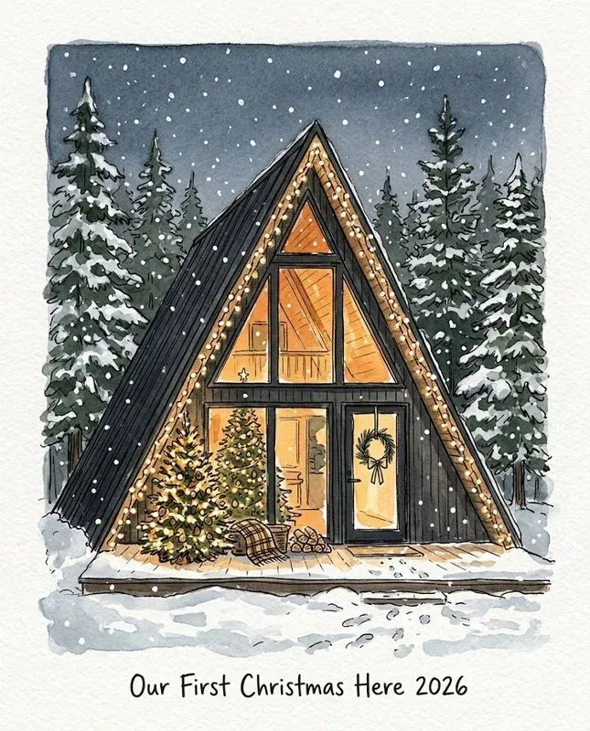 Christmas Watercolor House Portraits