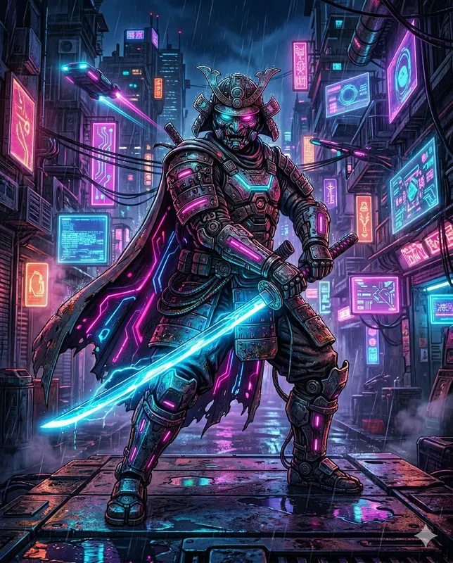 Vibrant Cyberpunk Neon Synthwave Art