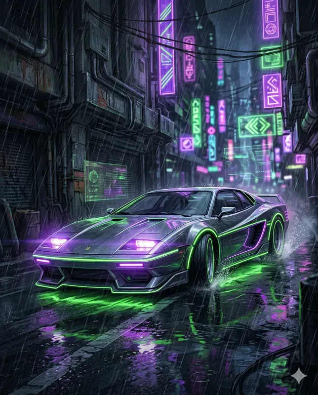 Vibrant Cyberpunk Neon Synthwave Art