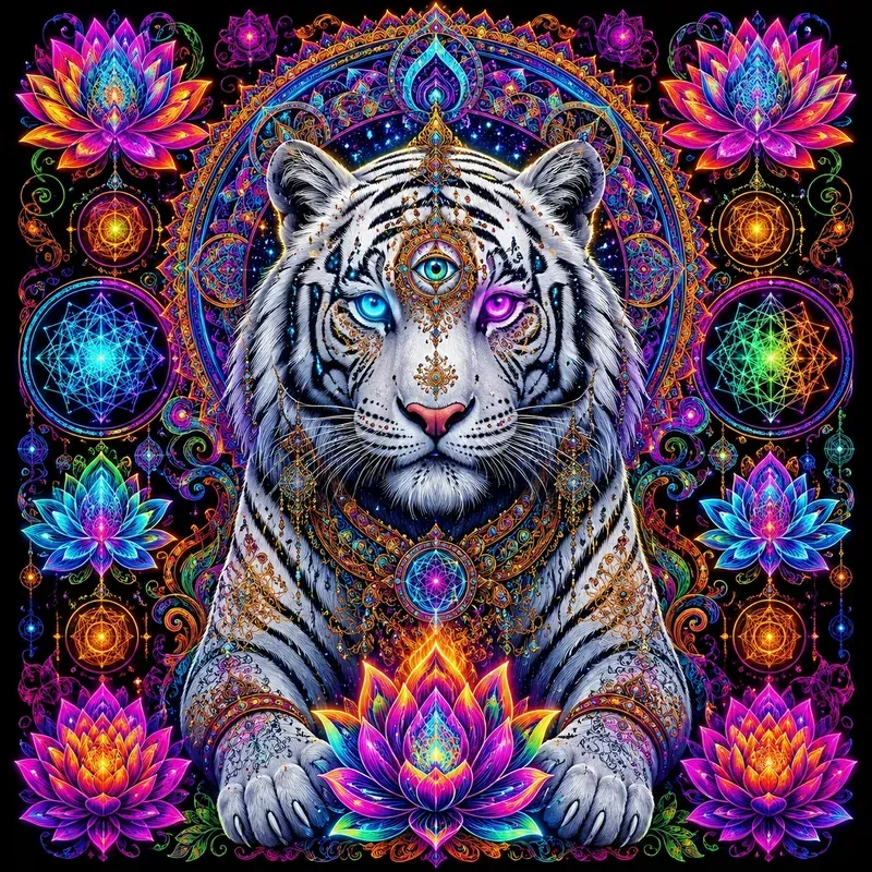 Psychedelic Neon Mandala Characters