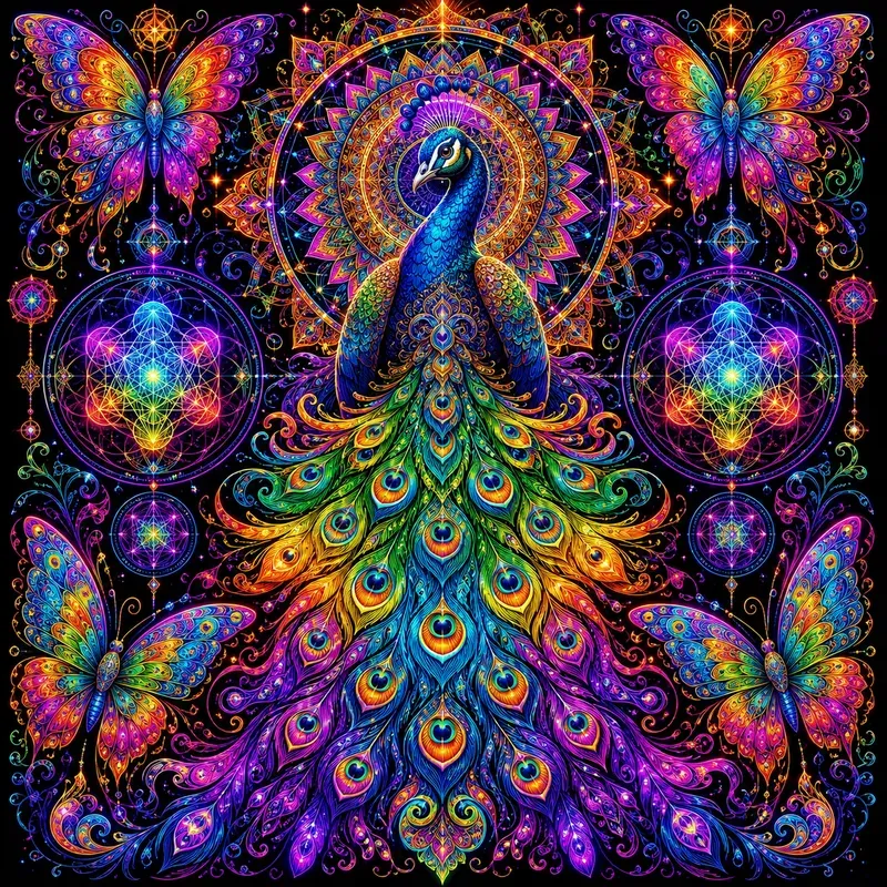 Psychedelic Neon Mandala Characters