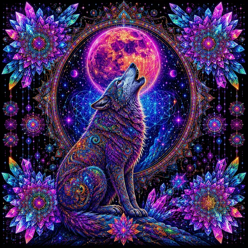 Psychedelic Neon Mandala Characters