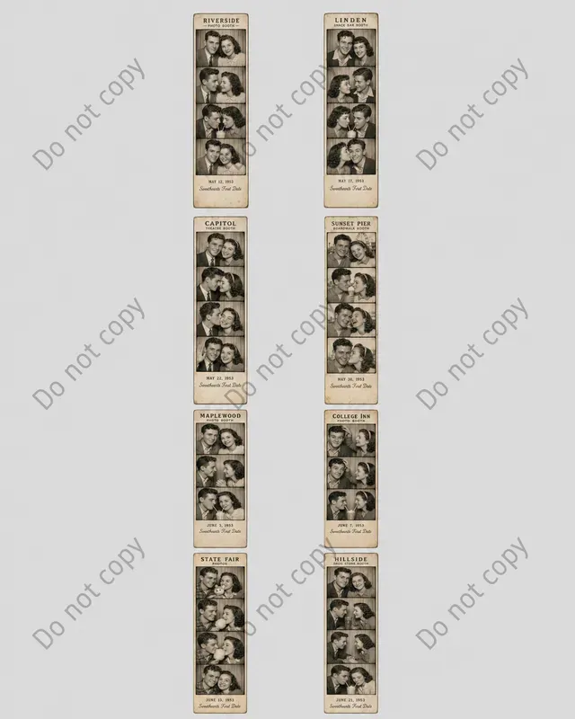 Vintage Photo Booth Strip Sheets
