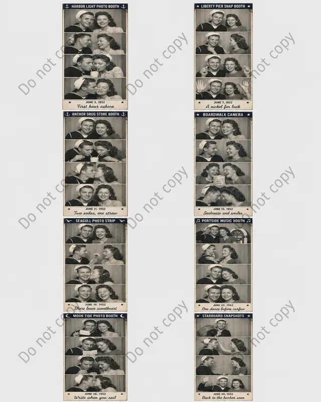 Vintage Photo Booth Strip Sheets