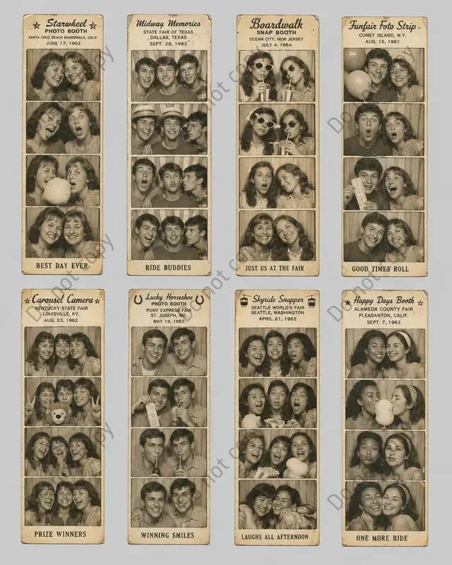 Vintage Photo Booth Strip Sheets