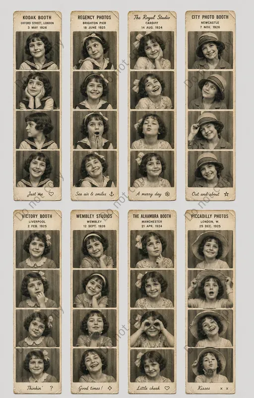 Vintage Photo Booth Strip Sheets