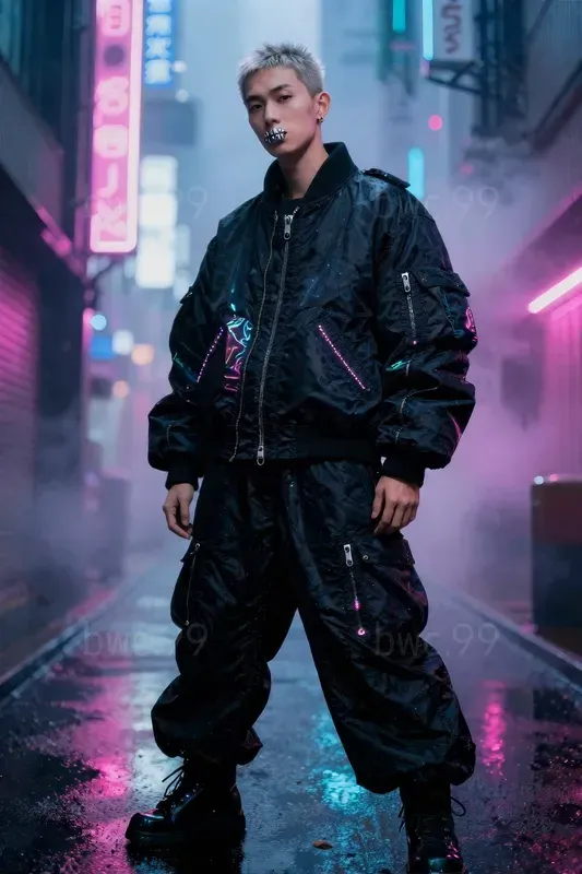 Neon Circuit Cyberpunk Techwear Editorials