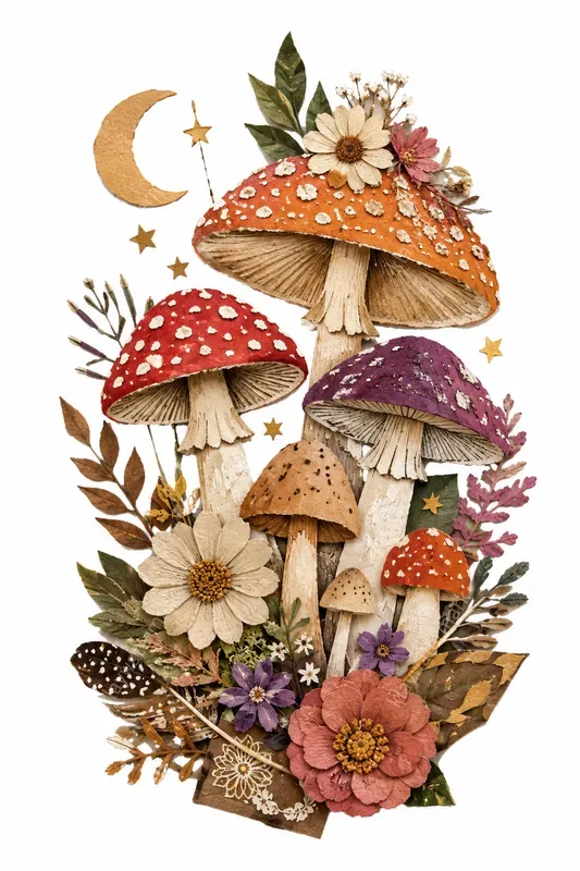 Boho Paper Collage Cutouts