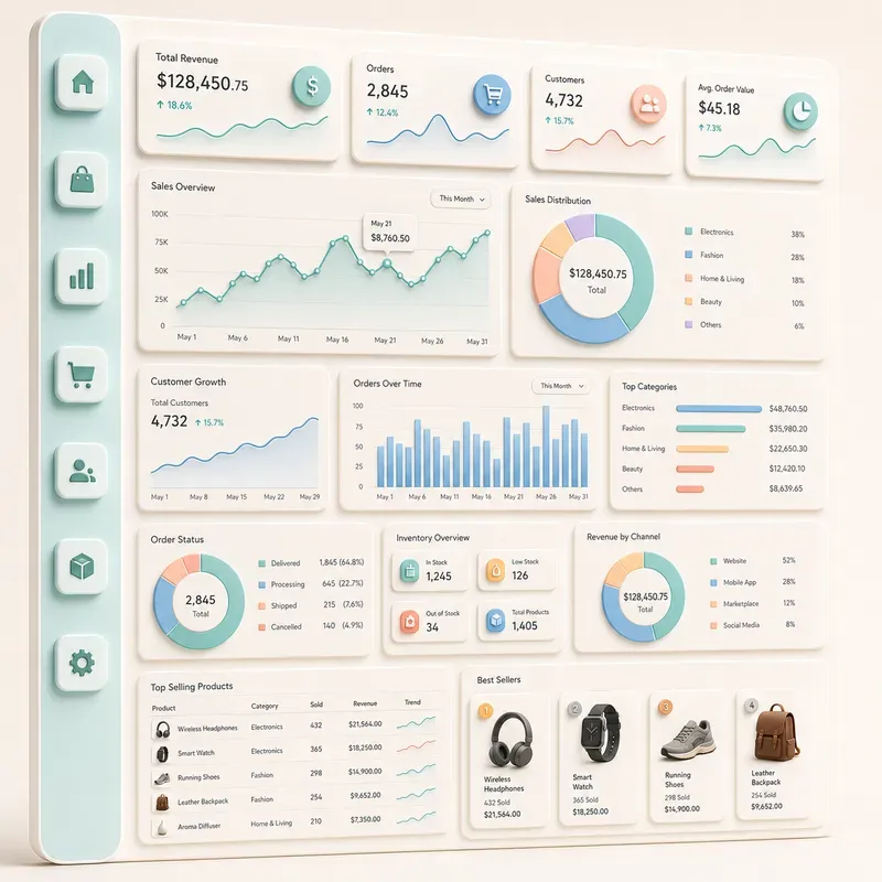 Pastel Modular Analytics Dashboards