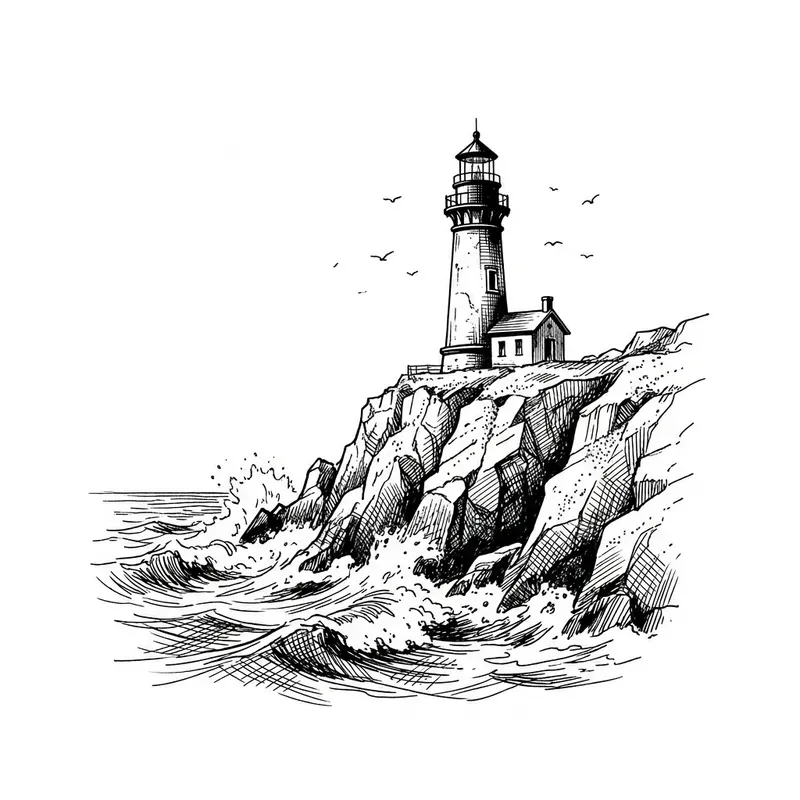 Minimalist Editorial Ink Sketch Scenes