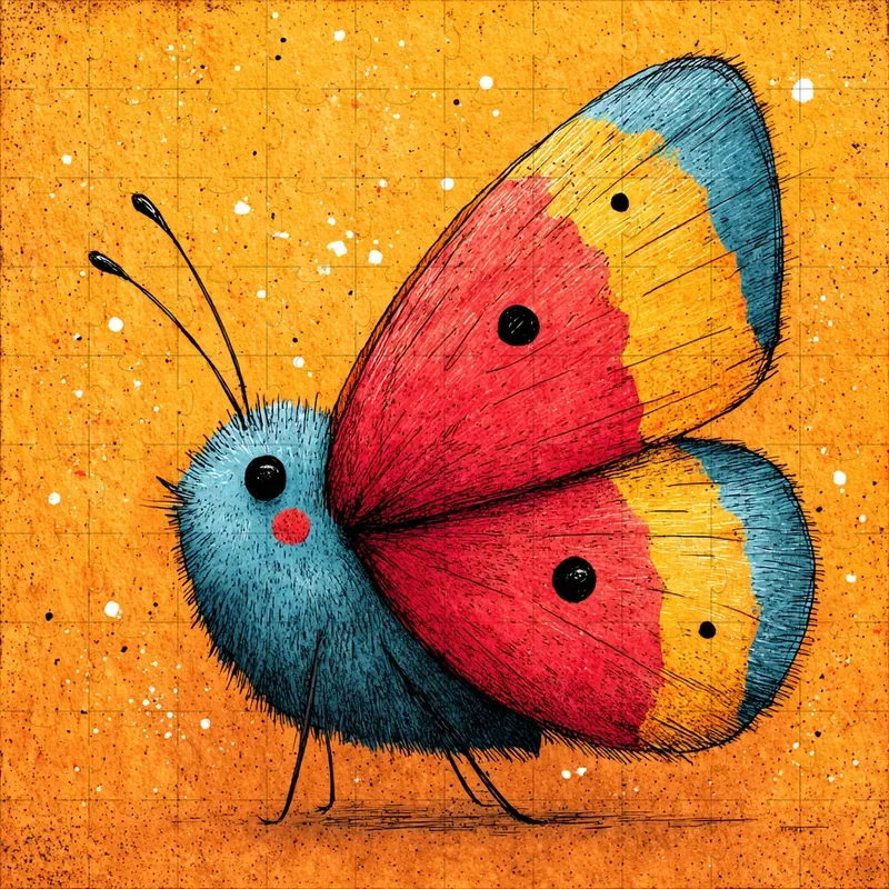 Ink Stippled Whimsical Folk Prints