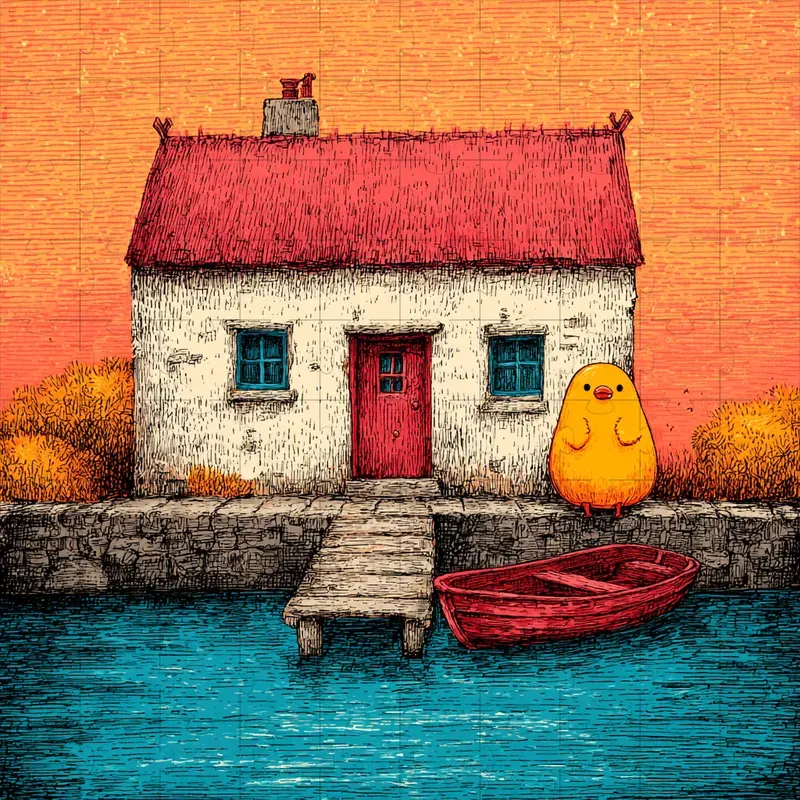 Ink Stippled Whimsical Folk Prints