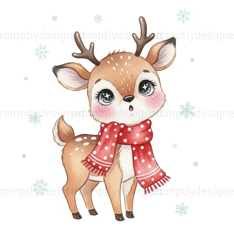 Cute Christmas Watercolor Clip Art
