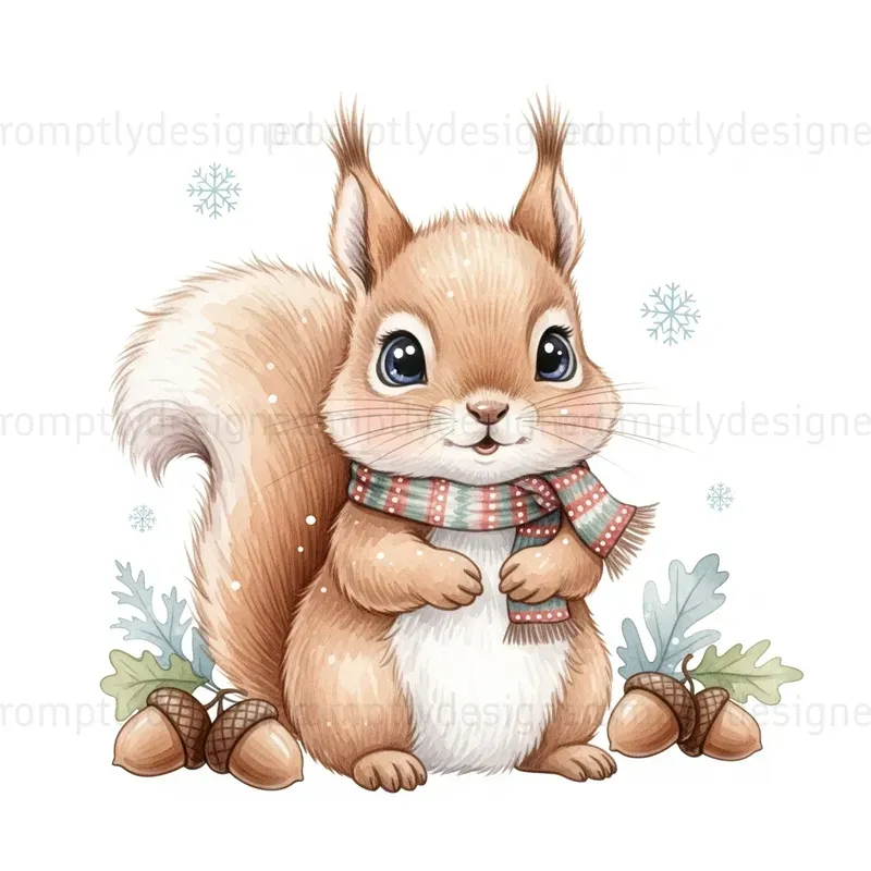 Cute Christmas Watercolor Clip Art