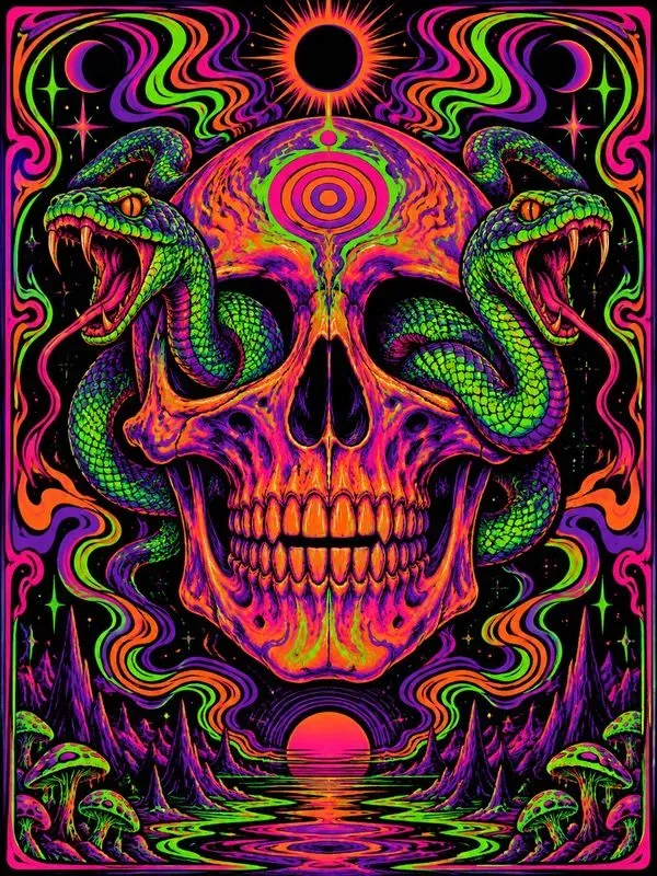 Blacklight Neon Horror Posters