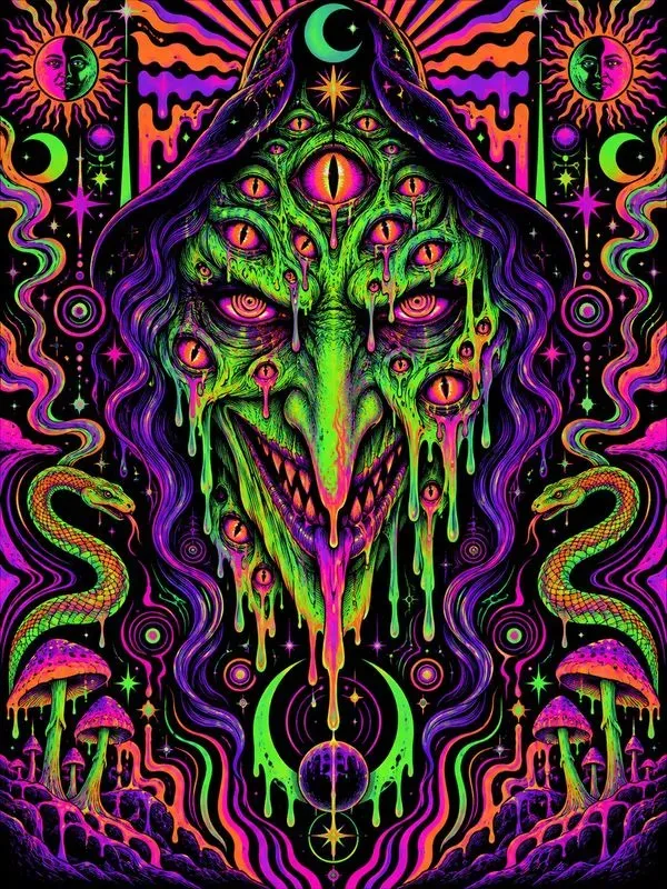 Blacklight Neon Horror Posters