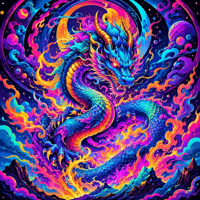 Neon Psychedelic Pop Art Creatures