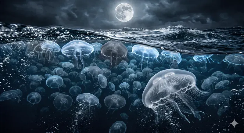 Underwater Creatures In The Moonlight
