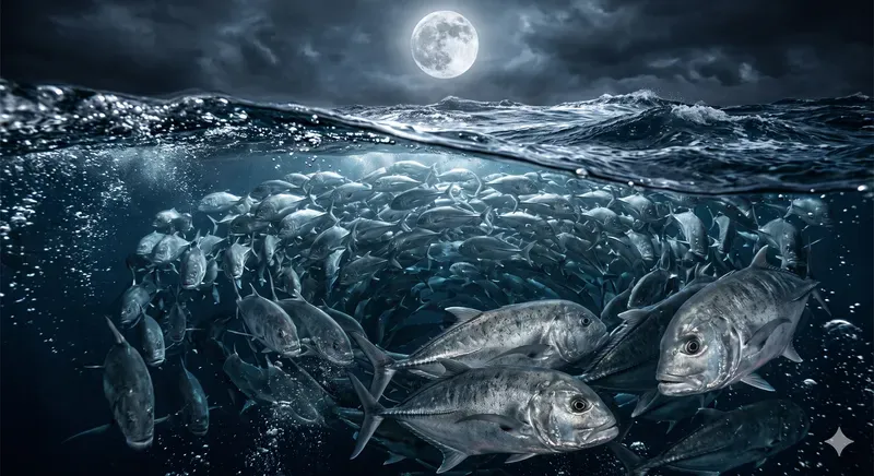 Underwater Creatures In The Moonlight