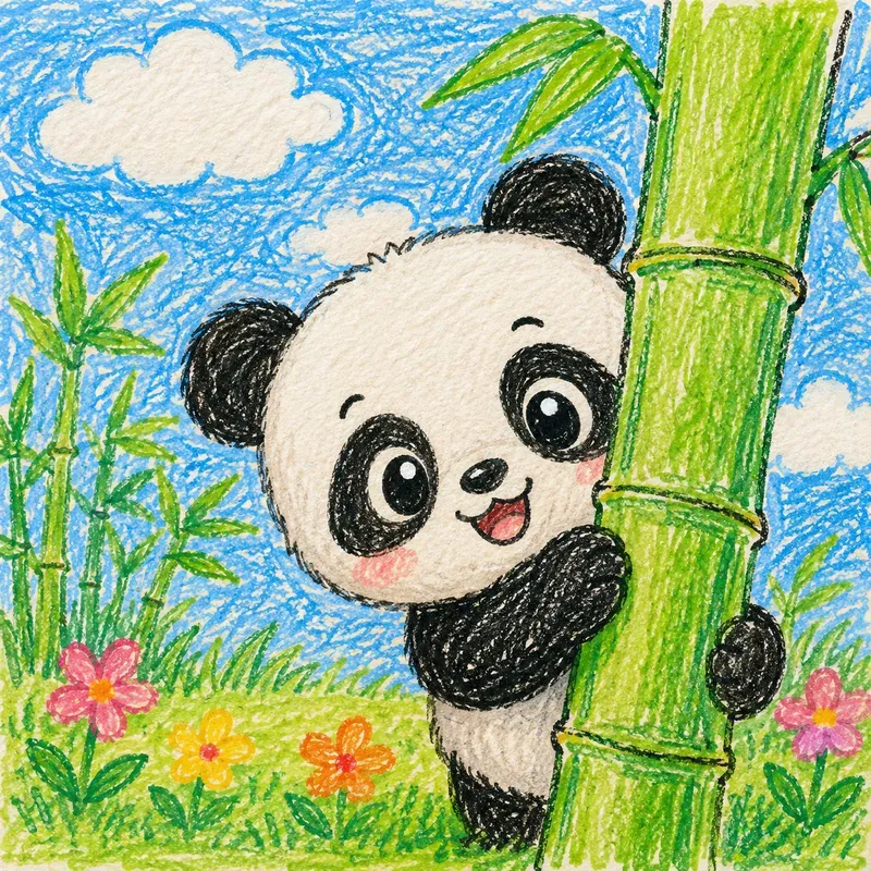 Cute Crayon Animal Drawings