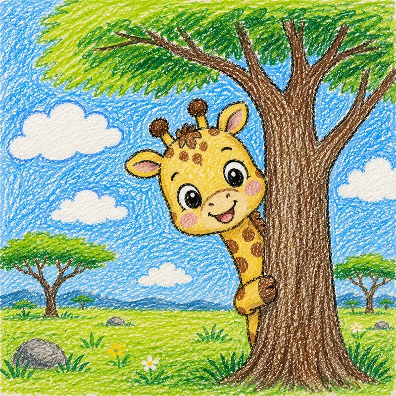 Cute Crayon Animal Drawings