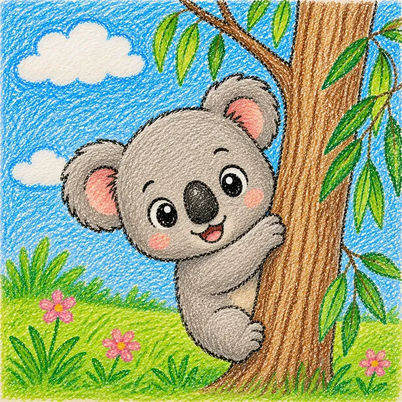 Cute Crayon Animal Drawings
