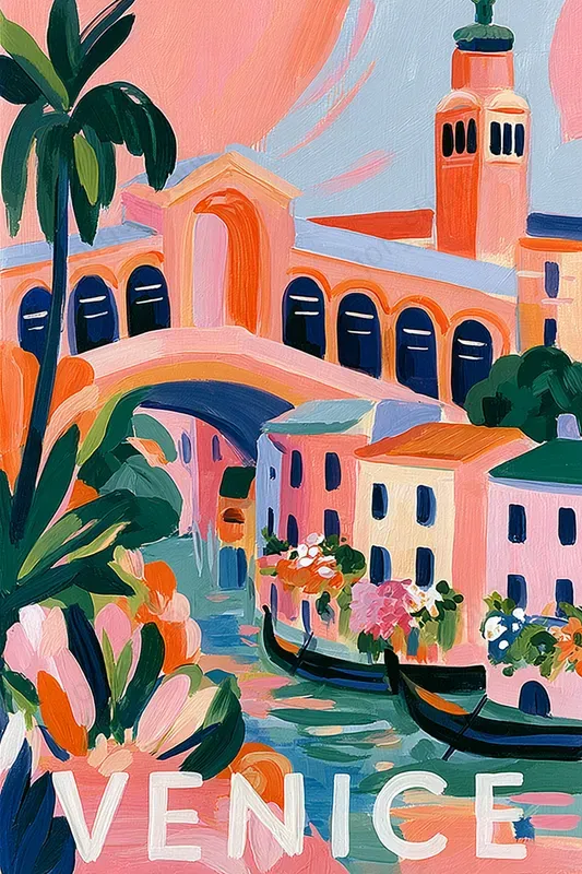 Vibrant Gouache Travel Posters