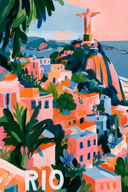 Vibrant Gouache Travel Posters