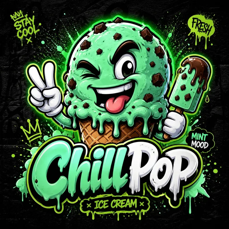 Graffiti Ice Cream Mascot Logo Generator