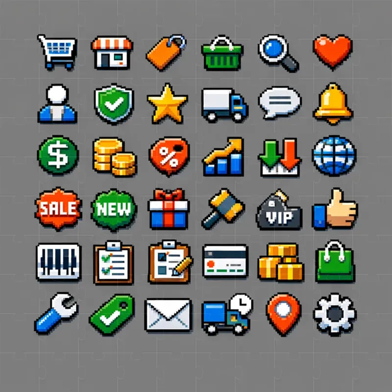 16bit Pixel Art UI Icon Pack Builders
