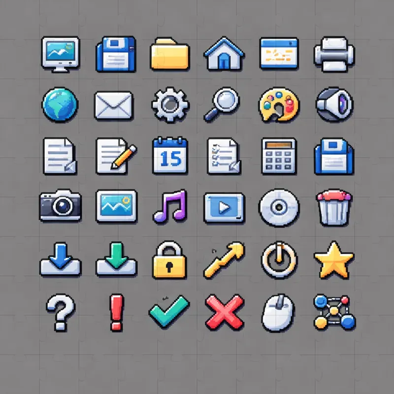 16bit Pixel Art UI Icon Pack Builders