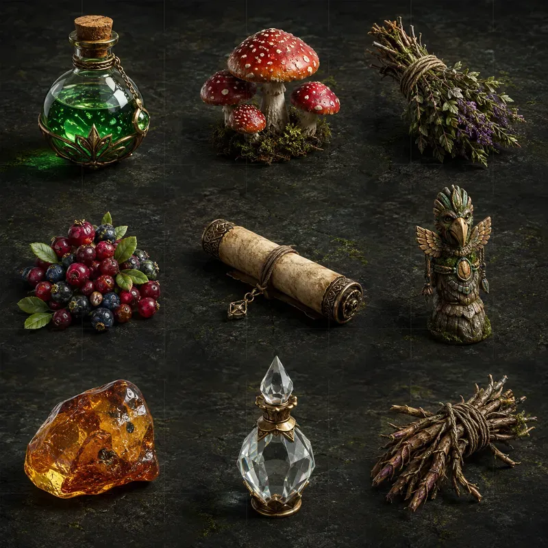 Realistic 3D Game Asset Item Grid Sheets