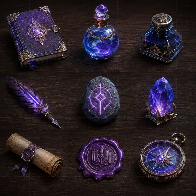 Realistic 3D Game Asset Item Grid Sheets