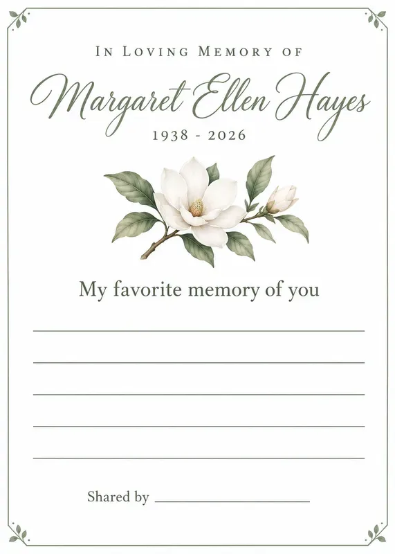 Celebration Of Life Memory Cards