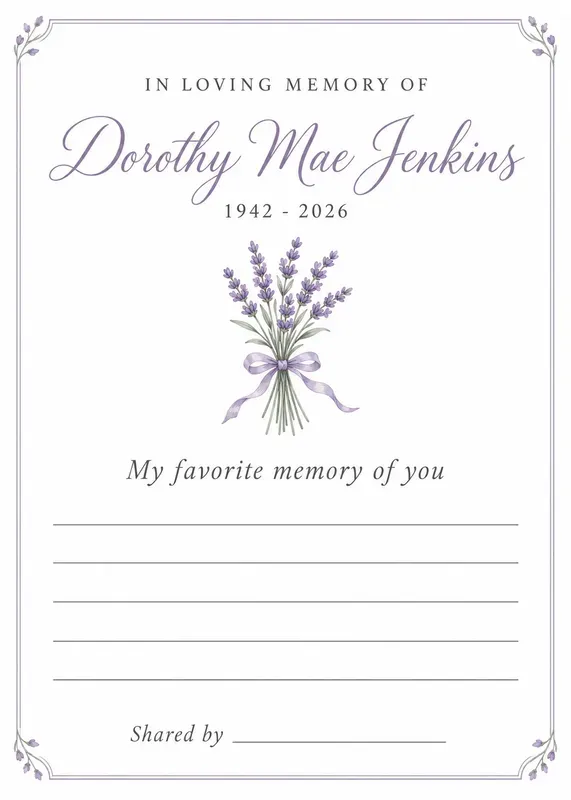 Celebration Of Life Memory Cards