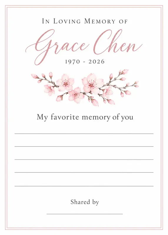 Celebration Of Life Memory Cards