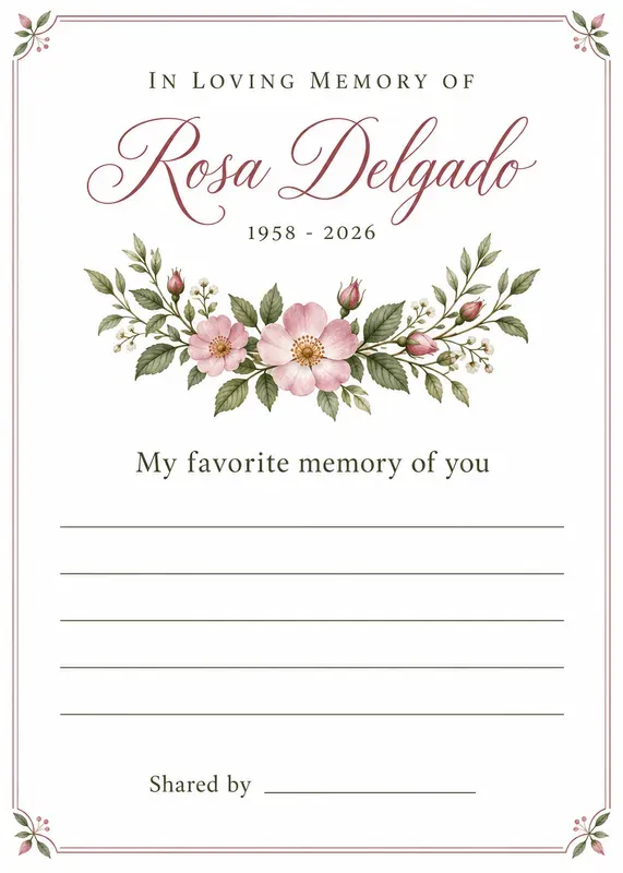 Celebration Of Life Memory Cards